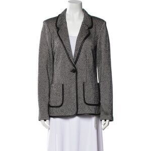 St. John Collection Women's Tweed Blazer with Leather Trim size 8